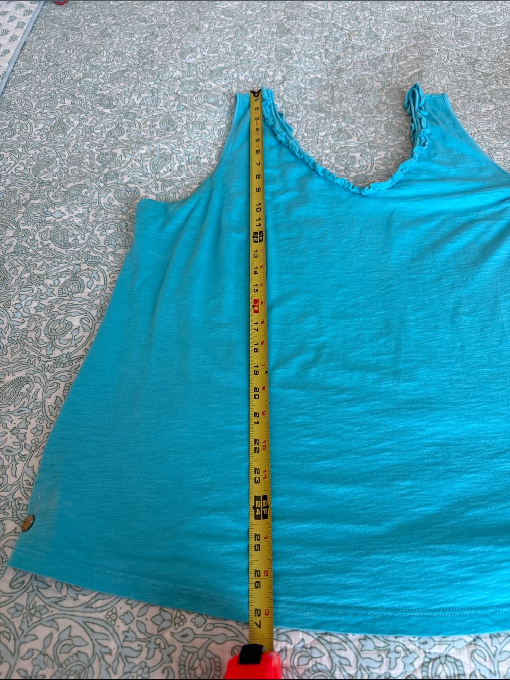 Lilly Pulitzer Women's XXL Turquoise Ruffle Tank Top Pima Cotton Plus Size - Picture 5 of 16